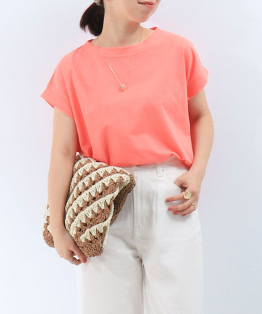 ［WEB限定 SPECIAL SALE！］マチ付デザイン袖麻調カットT