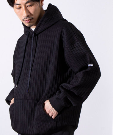 【GLOSTER/グロスター】ストライプ キルティング  プルオーバーパーカー フーディ