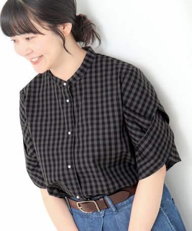TC編み込みスリーブシャツ
