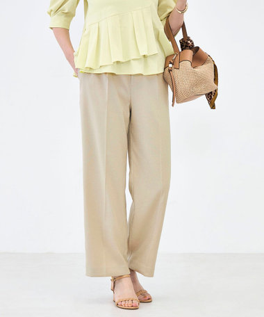 ウォッシャブルハイスペック麻調愛されセミワイドパンツ