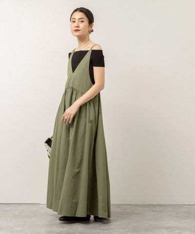 【MAQWEL/マクウェル】ウォッシャブルソフトタフタワンピース