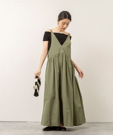 【MAQWEL/マクウェル】ウォッシャブルソフトタフタワンピース