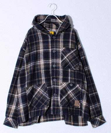 【COBMASTER/コブマスター】起毛ネルチェック フーディシャツ
