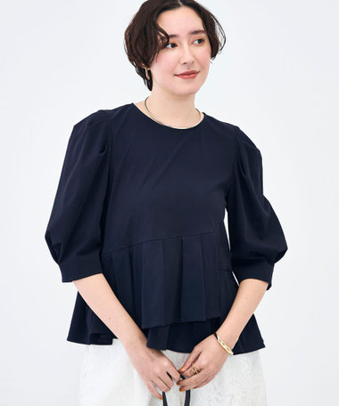 ウォッシャブルサラドラトリコットペプラムブラウス