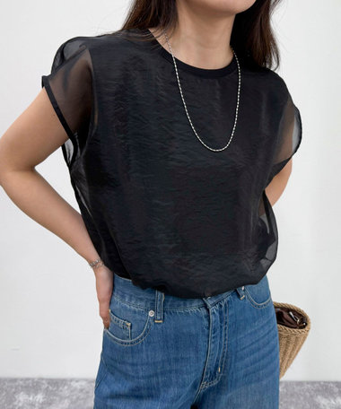 【大好評につき再販売スタート！】シアーオーガンジーレイヤードノースリーブ