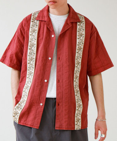 【1枚で決まる】メランジテープ オープンカラーS/Sシャツ