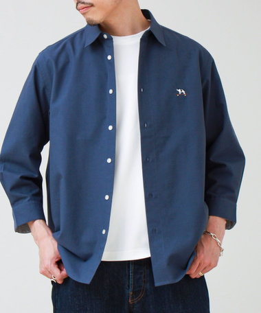 【フレブル刺繍】七分袖シャツ ストライプ/無地