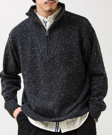 【冬の大人レイヤードに】ネップハーフジッププルオーバー