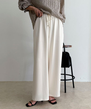 【4サイズ展開/リピーター続出！】とろみツイルストレートイージーパンツ