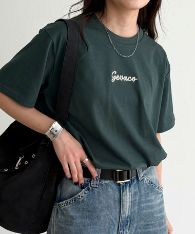ビーズ装飾 黒 半袖Tシャツ　NOLLY'S soldout! _ TBPR SS24-T11 INITIALIZE T-SHIRT ◇ TIGHTBOOTH