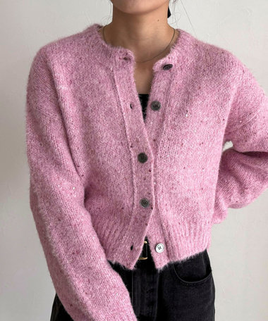 スパンコールニットカーディガン