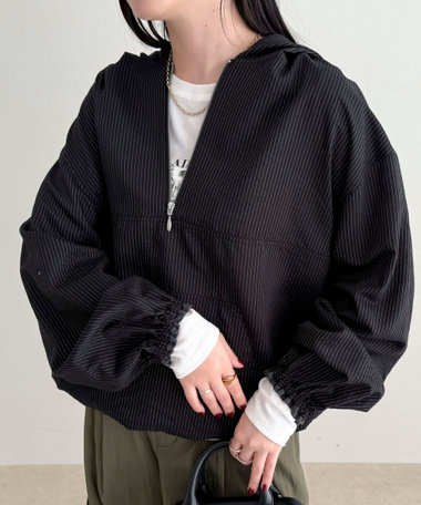 ストライプアノラックシャツブルゾン