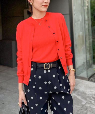 《手洗い可能》《アンサンブル対応》天竺クルーネックカーディガン