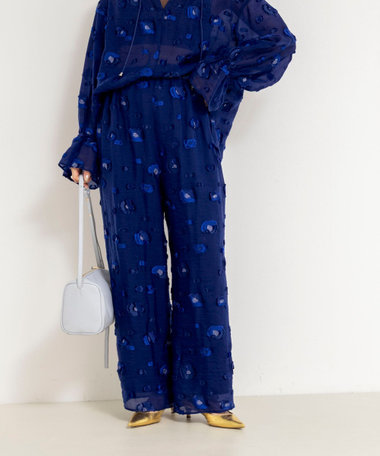 《セットアップ対応》【KIRYU】 MIXウォッシャブルフラワー柄ジャガードパンツ