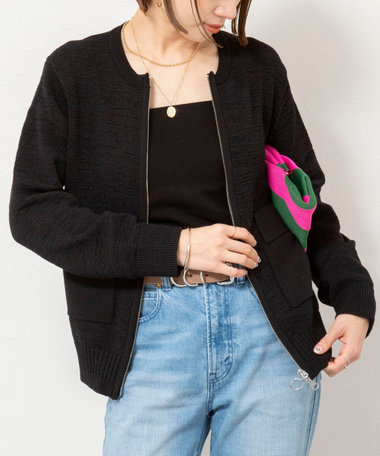 《手洗い可能》テープヤーンZIP UPカーディガン