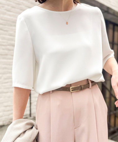 ウォッシャブルダブルクロスＴブラウス