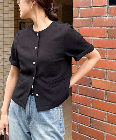 【@sora_522m企画】ノーカラーハーフスリーブジャケット