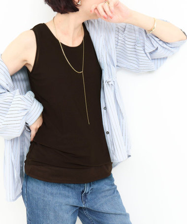 シアーフライス×チュールレイヤードタンクトップ