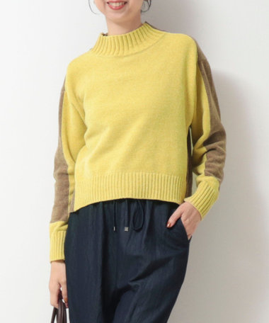 モール配色ハイネックプルオーバーニット