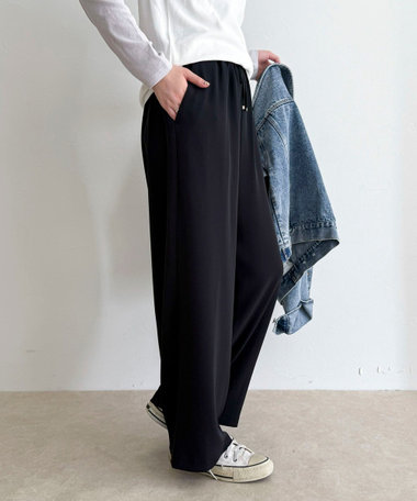 【4サイズ展開/リピーター続出！】とろみツイルストレートイージーパンツ