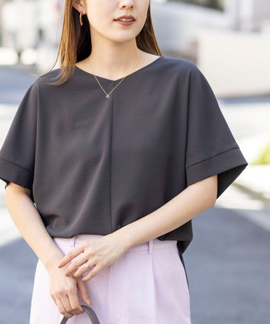 【WEB＆一部店舗限定カラー】《セットアップ対応》ジョーゼットＶネックプルオーバー