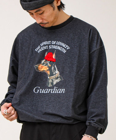 【立体アップリケ】カットデニム風 ニットアップリケスウェット