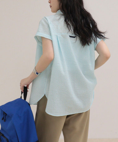 FR刺しゅうフレンチストライプシャツ