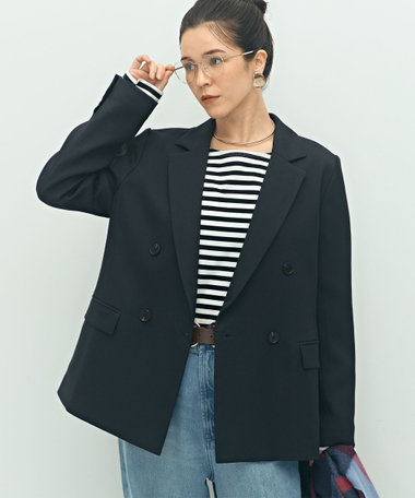 【新品タグ付】NOLLEY'S ウォッシャブル麻混ダブルジャケット （ミント） セットアップ対応》ウォッシャブル高機能麻調ダブルジャケット
