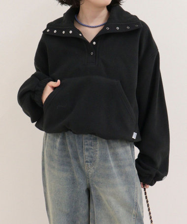 ［FREDY＆GLOSTER限定 TIME SALE！］【DISCUS /ディスカス】フリースクロップドハーフ釦プルオーバー