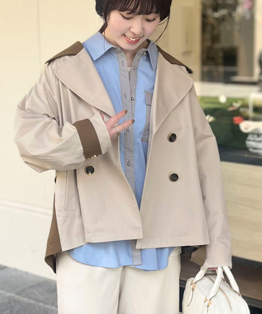 バイカラーショートトレンチコート