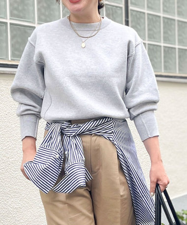 《手洗い可能》スウェット風ニットプルオーバー