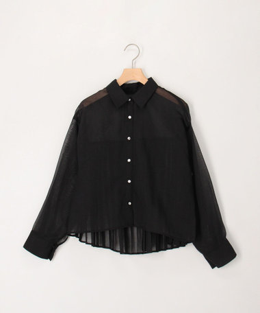 シアーリネンライク後ろプリーツシャツ