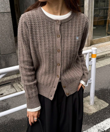 FR刺繍ケーブル柄ニットカーディガン