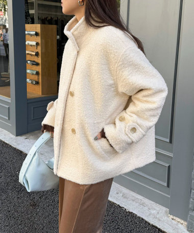 ループシャギースタンドカラーコート