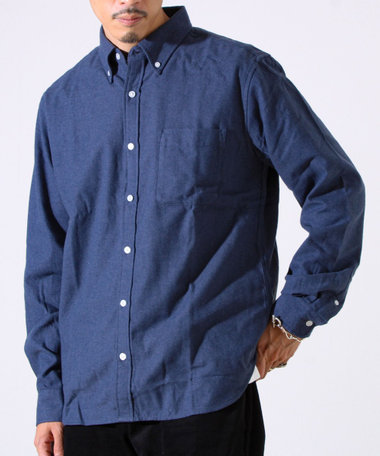 ＜つぶし衿＞U.S.COTTON混 ボタンダウンネルシャツ