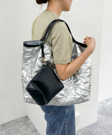 ポーチ付き星キルティングトート