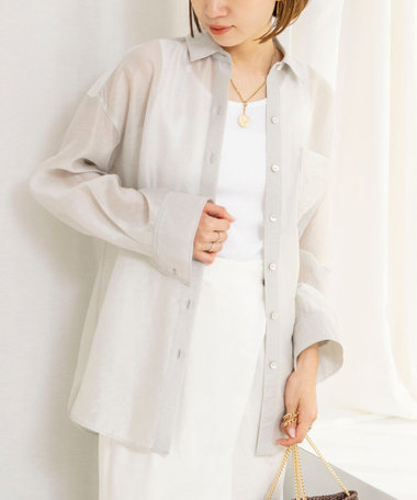 ウォッシャブルセルロースシルクシアーシャツ