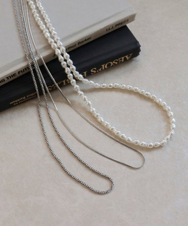 パール＆チェン3セットネックレス