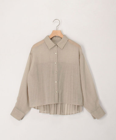 シアーリネンライク後ろプリーツシャツ