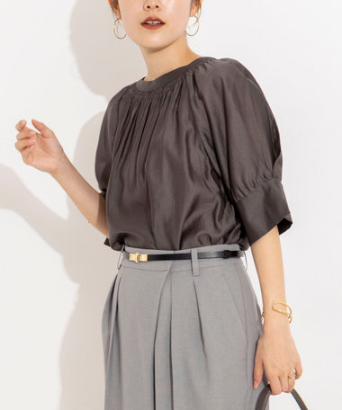 ウォッシャブルボリュームスリーブ2WAYシアーブラウス