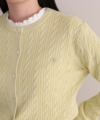 FR刺繍ケーブル柄ニットカーディガン