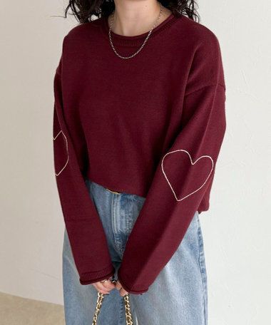 【新色追加！/主役級ニット】ハートステッチニットプルオーバー