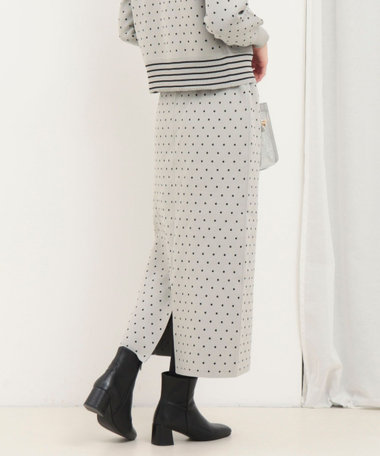 《セットアップ対応》エステルニットドットスカート