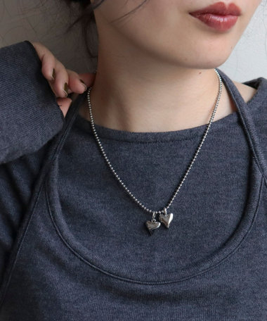 シルバーWハートアジャストネックレス
