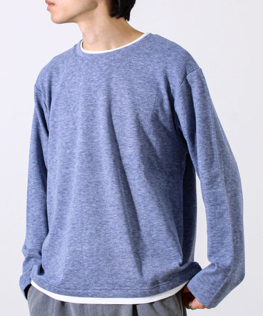 【もちもち素材】ストレッチサカリバ起毛フェイクレイヤードプルオーバー