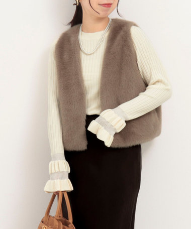 ［OUTLET限定 TIME SALE！］フェイクミンクファーベスト