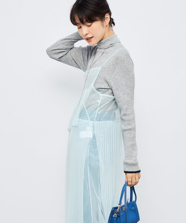 《手洗い可能》3×2リブ配色タートルネック