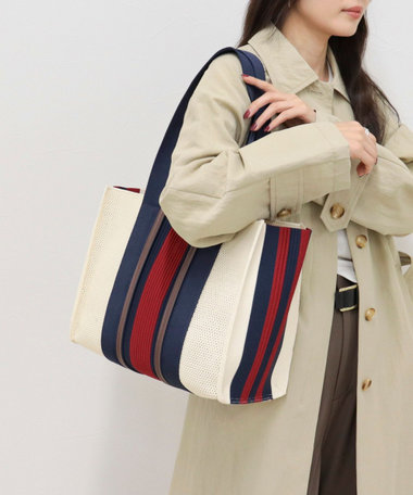 マルチストライプスクエアトートバッグ
