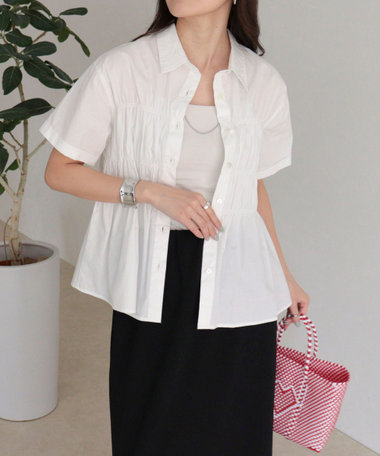 シャーリング半袖シャツ