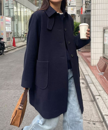 Super100ステンカラーミドルコート